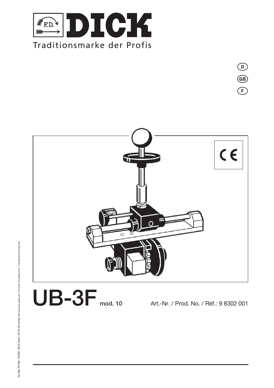 Dick UB3F User Manual | 20 pages