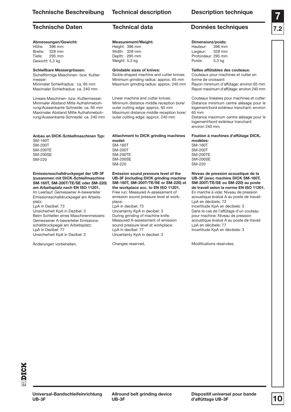 Dick UB3F User Manual | Page 10 / 20