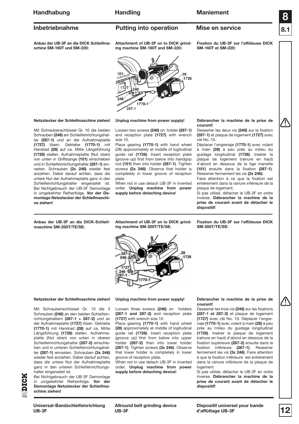 Dick UB3F User Manual | Page 12 / 20