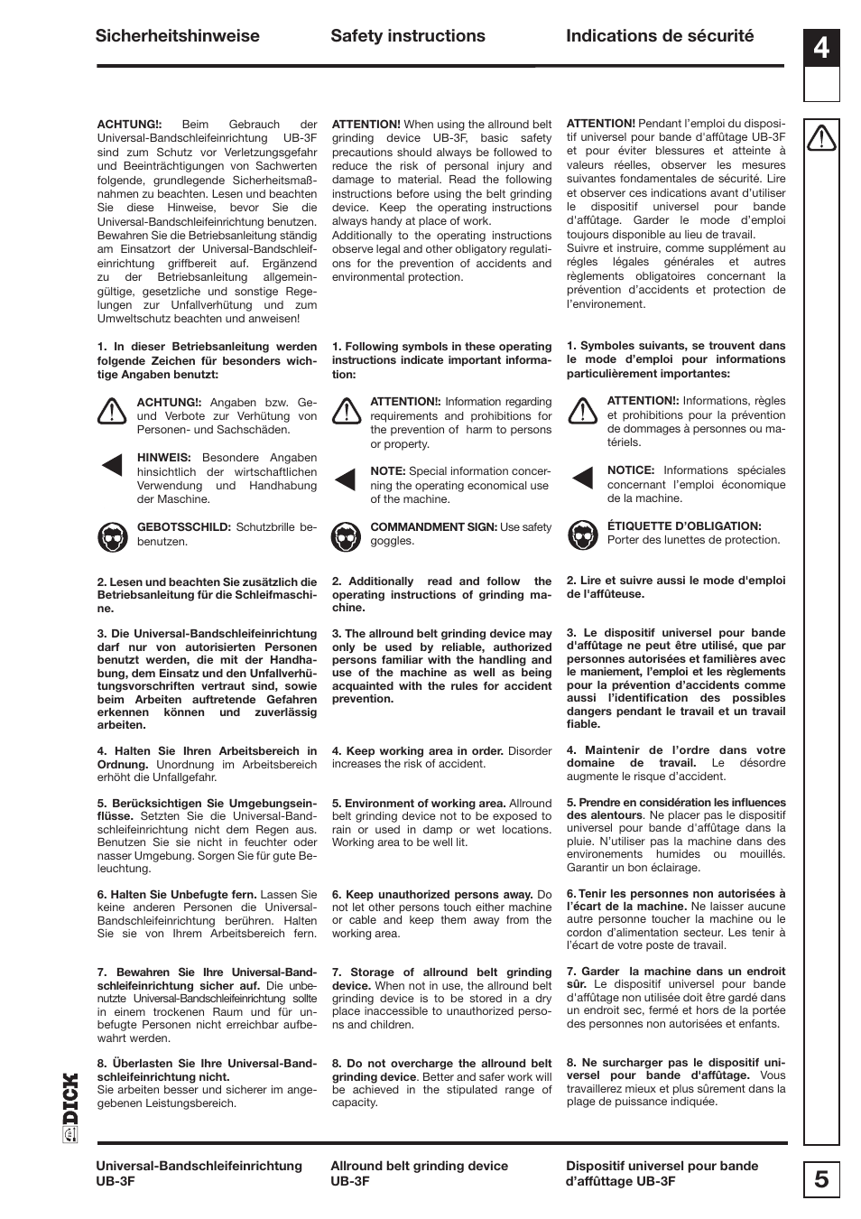 Dick UB3F User Manual | Page 5 / 20