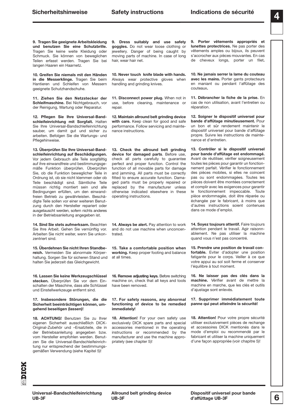 Dick UB3F User Manual | Page 6 / 20