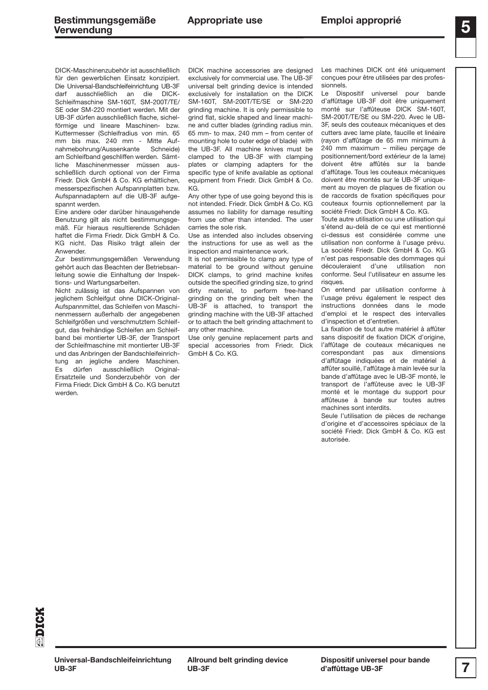 Dick UB3F User Manual | Page 7 / 20