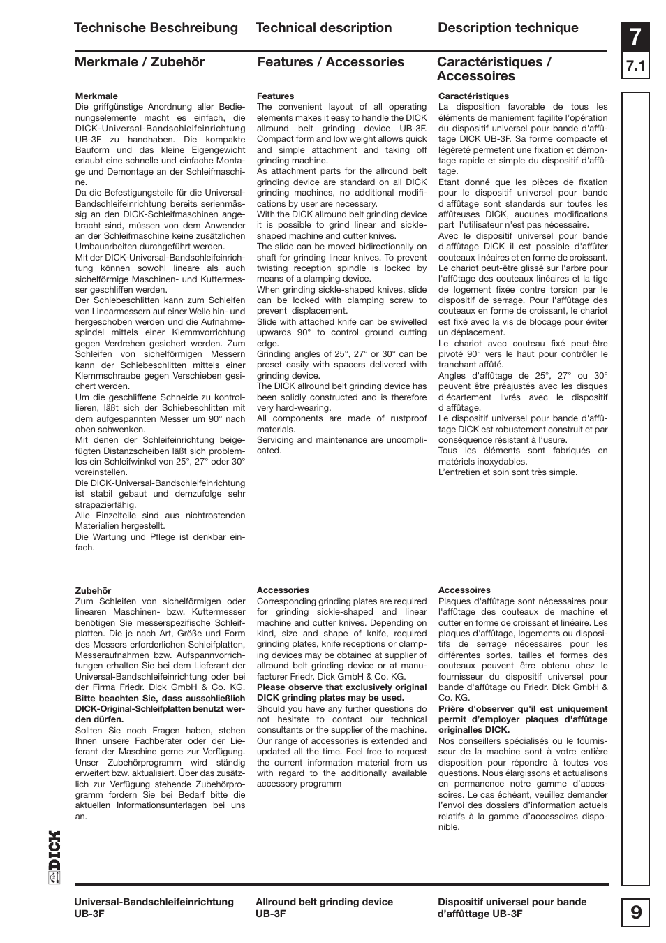 Dick UB3F User Manual | Page 9 / 20