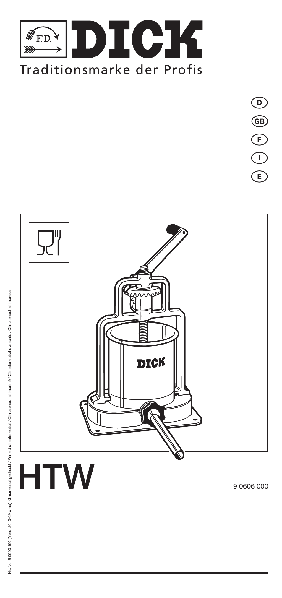 Dick Sausage Filler HTW User Manual | 8 pages