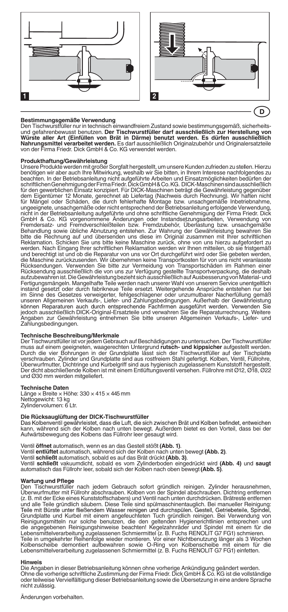 Dick Sausage Filler HTW User Manual | Page 2 / 8