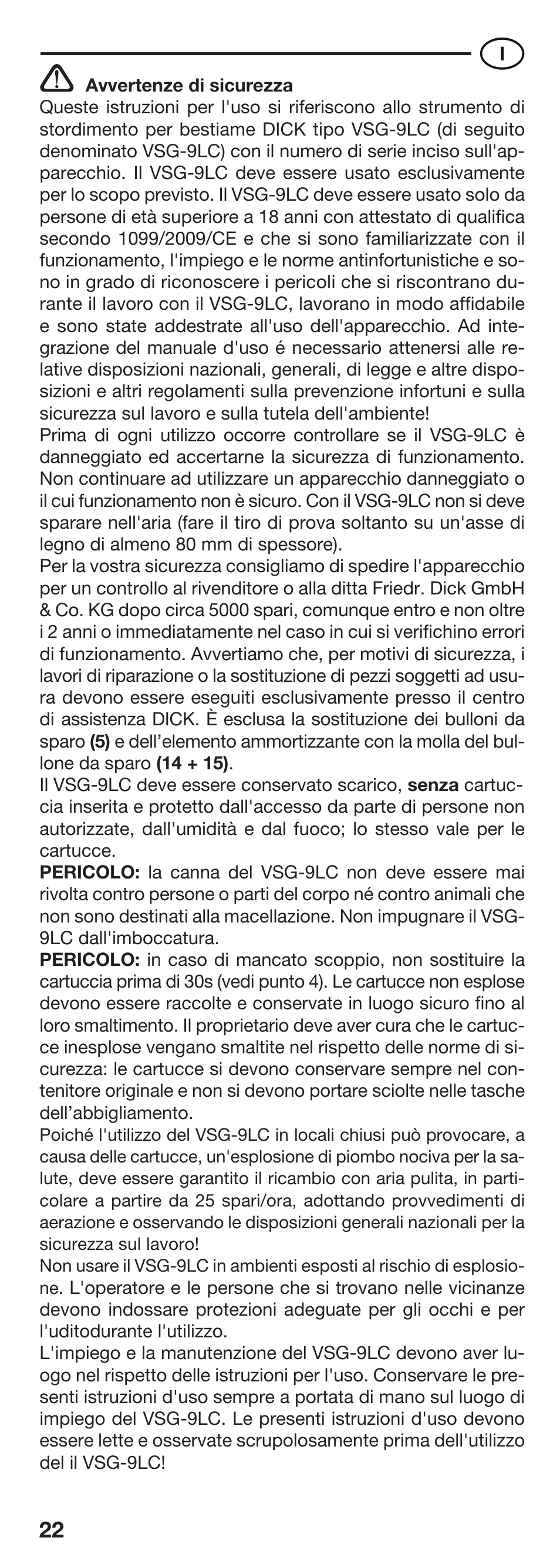 Dick Cattle Stunning Apparatus User Manual | Page 22 / 34