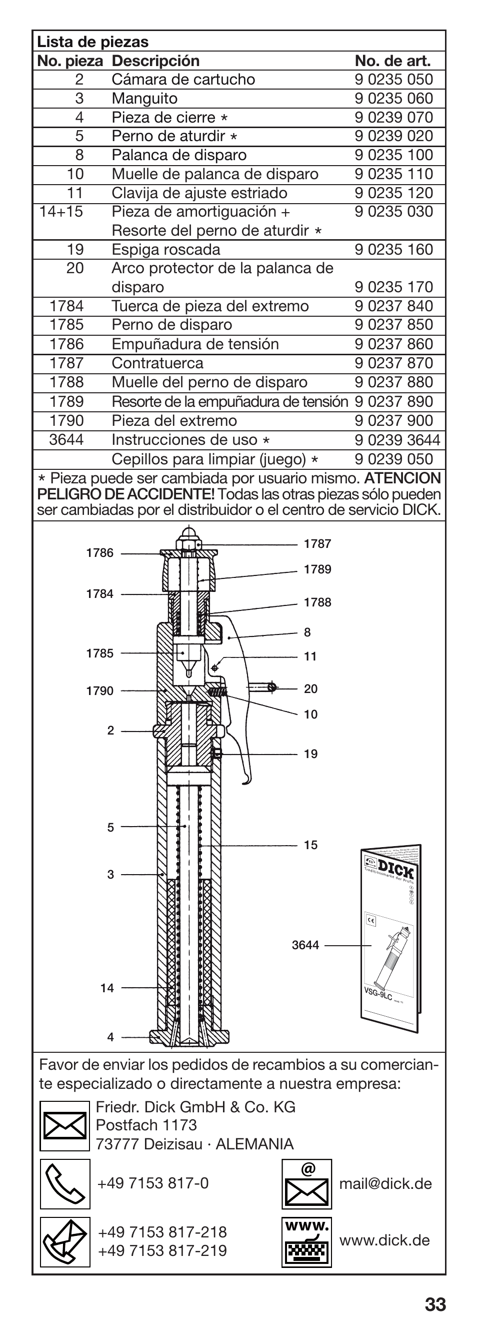 Dick Cattle Stunning Apparatus User Manual | Page 33 / 34