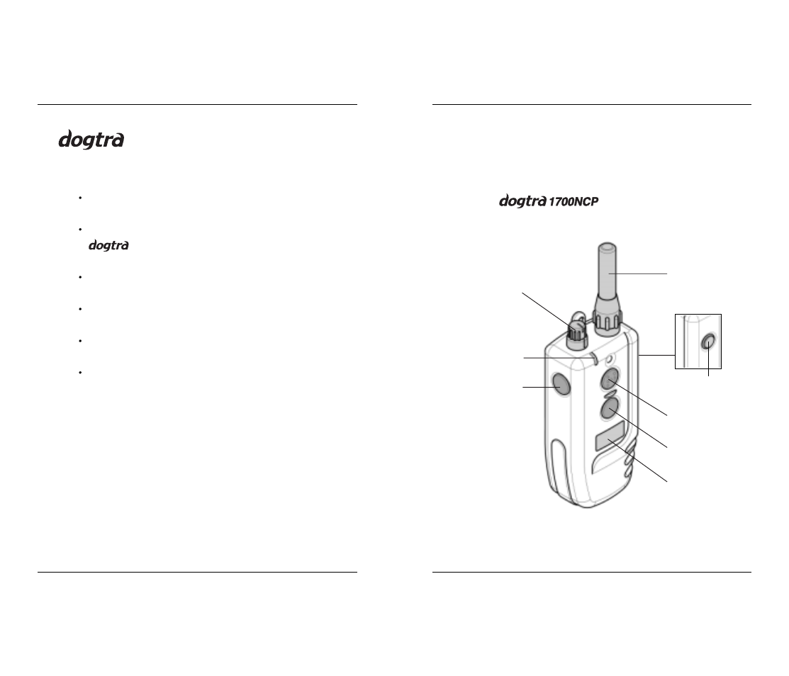 Description of transmitter parts, Collar package contents | Dogtra 1700 Series User Manual | Page 5 / 24