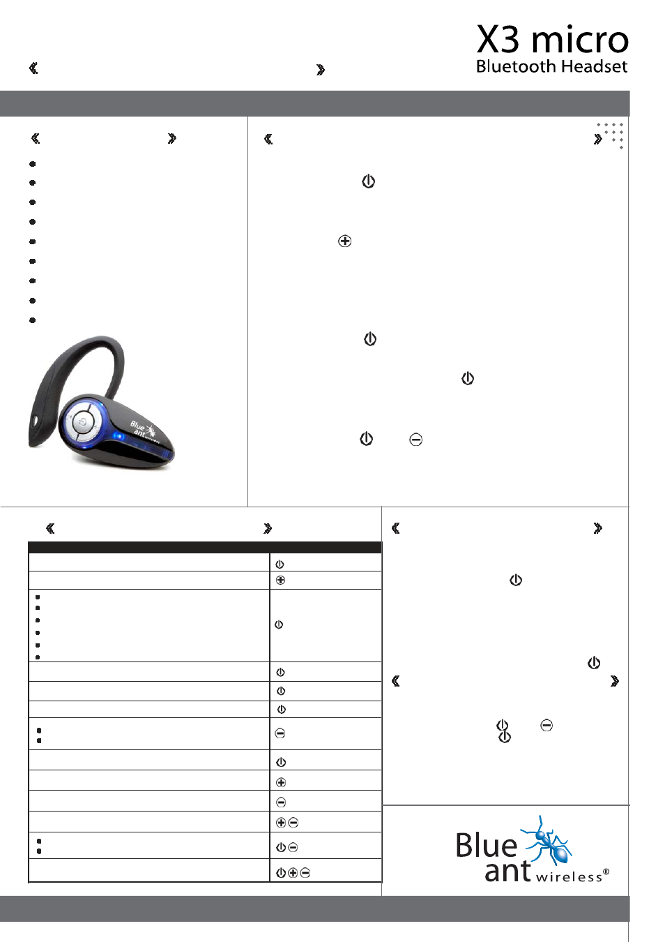 BlueAnt X3 User Manual | 2 pages