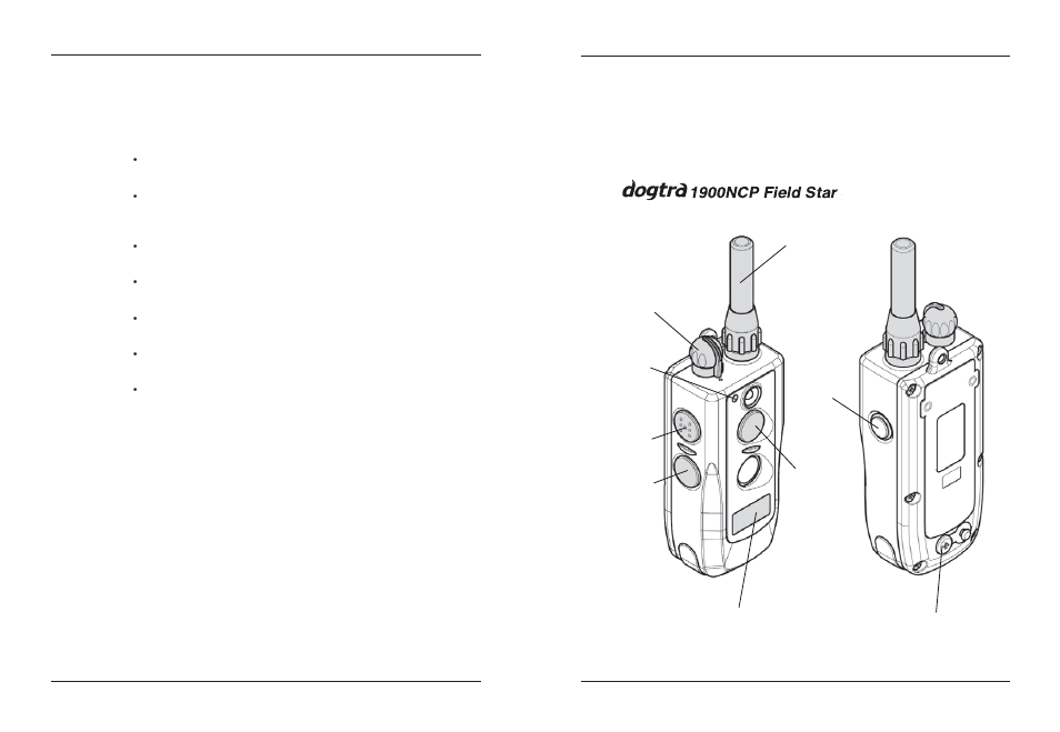 Package contents, Description of transmitter parts | Dogtra 1900 Series User Manual | Page 4 / 21