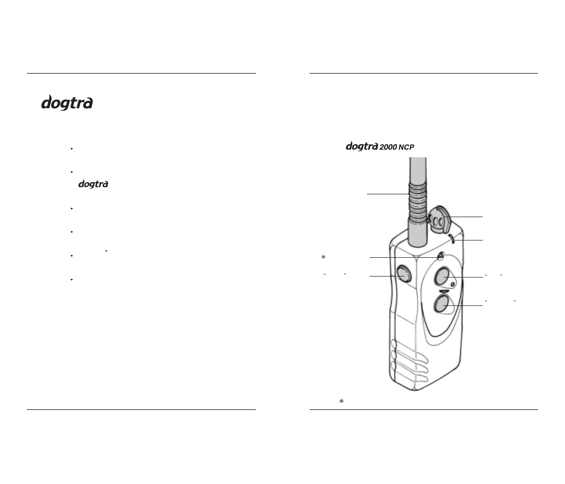 Description of transmitter parts, Collar package contents | Dogtra 2000 Series User Manual | Page 5 / 20