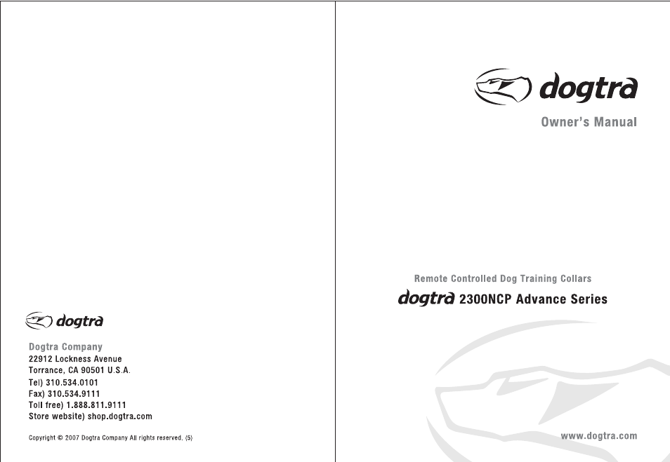 Dogtra 2300 Series User Manual | 20 pages