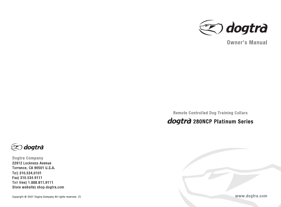 Dogtra 280 Series User Manual | 22 pages