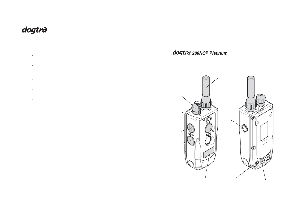 Collar package contents, Description of transmitter parts | Dogtra 280 Series User Manual | Page 4 / 22