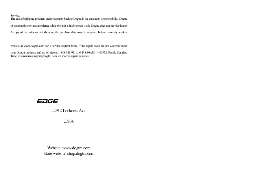 By dogtra company | Dogtra EDGE User Manual | Page 19 / 19