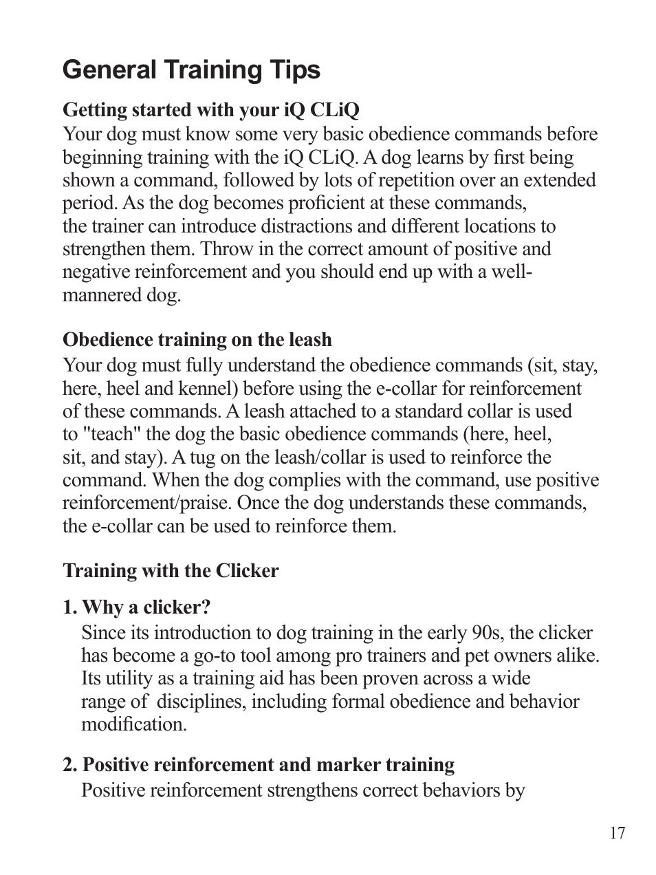 General training tips | Dogtra iQ CLiQ User Manual | Page 18 / 26