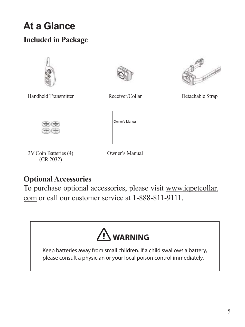 At a glance, Warning | Dogtra iQ CLiQ User Manual | Page 6 / 26