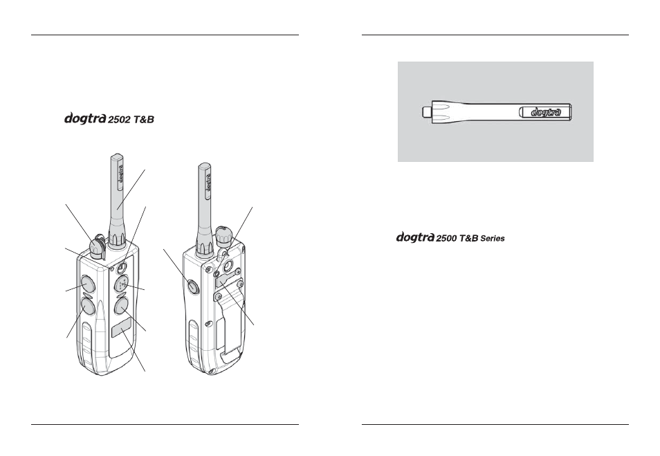 Description of transmitter parts, 10 description of transmitter parts, Transmitter (2-dog) | Dogtra 2500B Series User Manual | Page 7 / 28