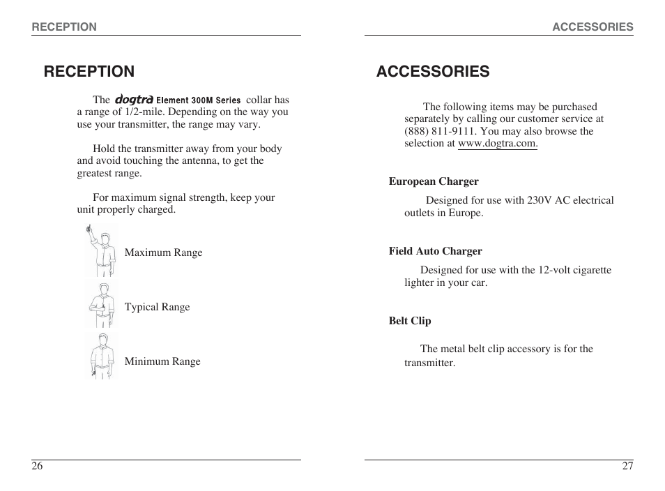 Accessories reception | Dogtra 300M Series User Manual | Page 15 / 20