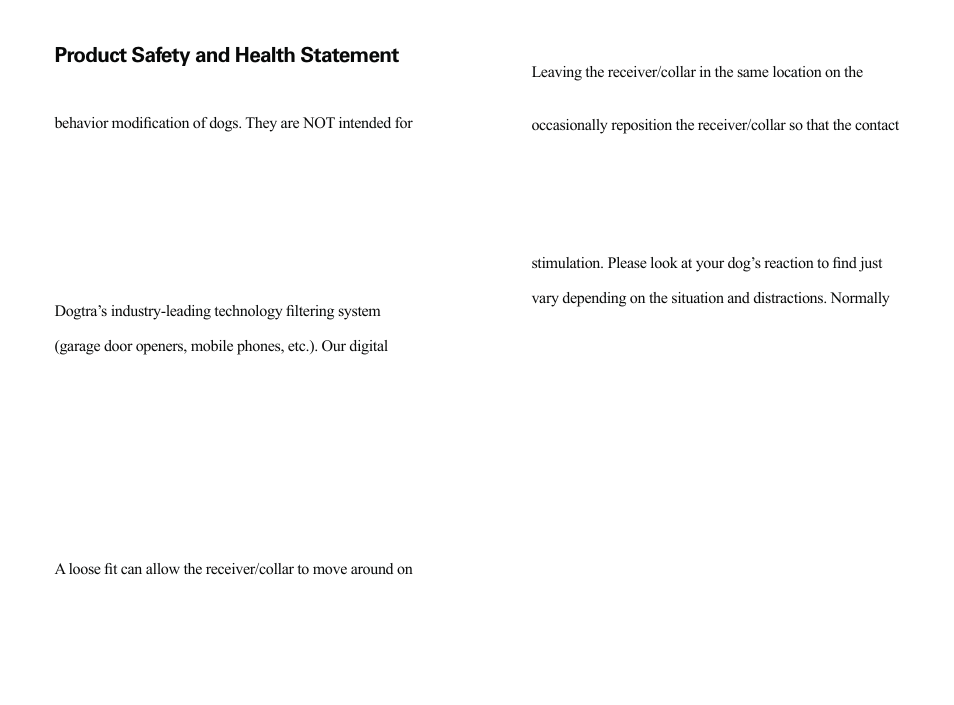 Product safety and health statement | Dogtra ARC User Manual | Page 3 / 16