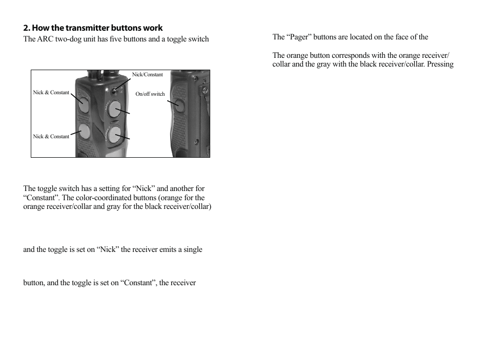 How the transmitter buttons work | Dogtra ARC User Manual | Page 7 / 16