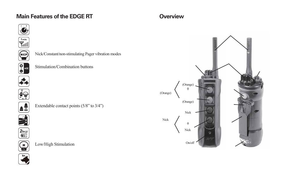 Main features of the edge rt overview | Dogtra EDGE RT User Manual | Page 5 / 15