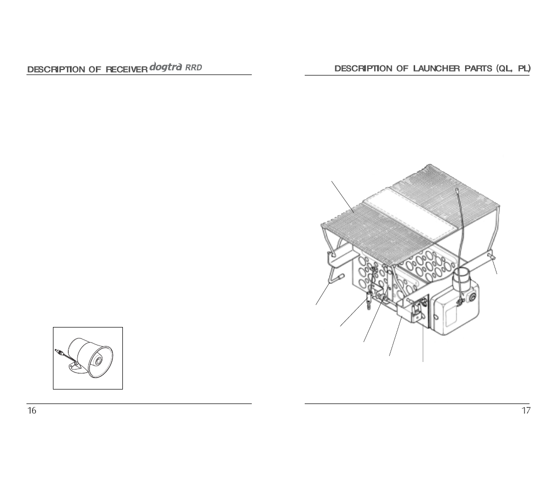 Description of launcher parts (ql, pl) | Dogtra RRD User Manual | Page 9 / 18