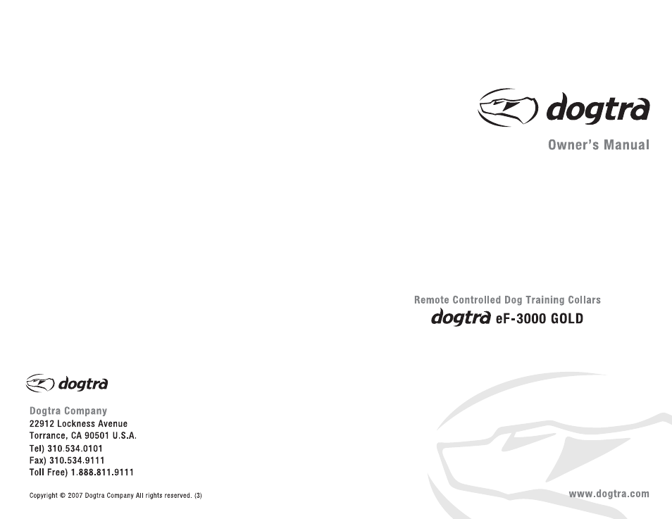 Dogtra eF-3000 Gold User Manual | 18 pages