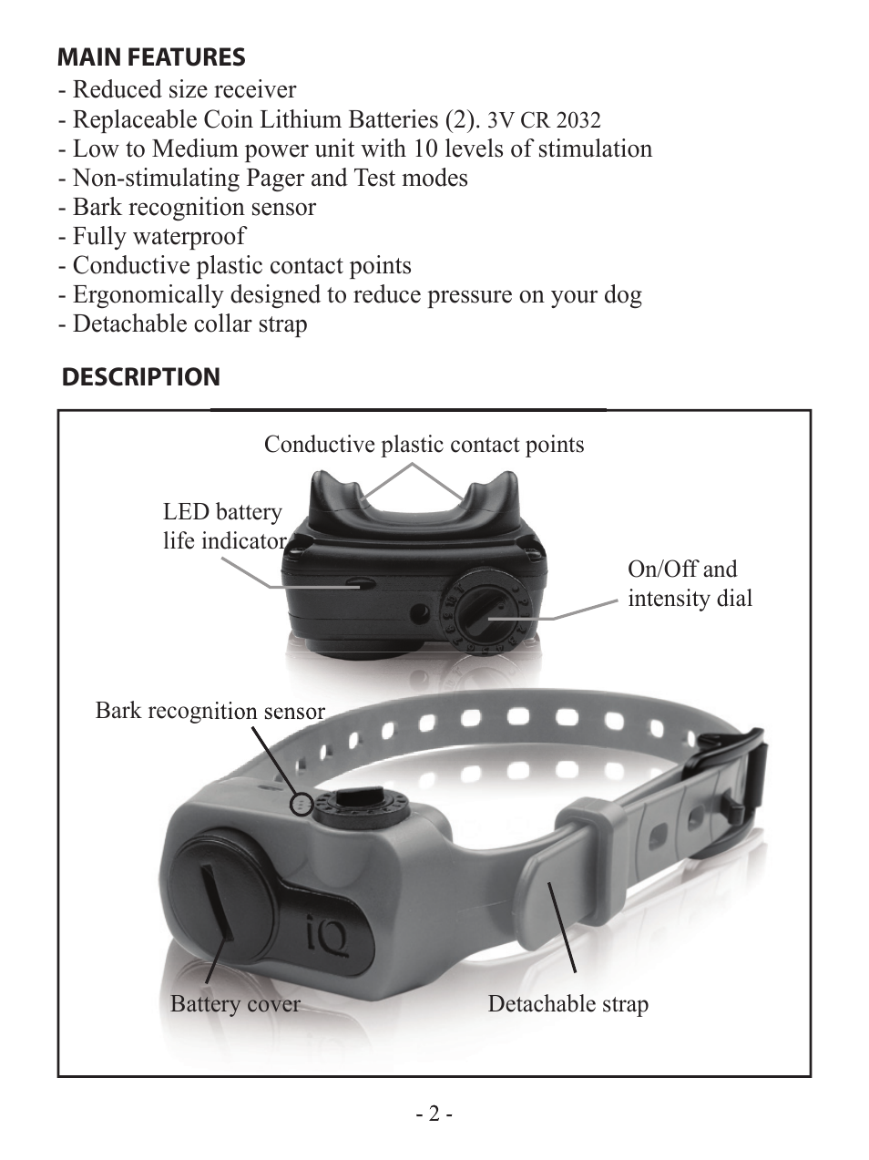 Dogtra iQ No Bark Collar User Manual | Page 3 / 8