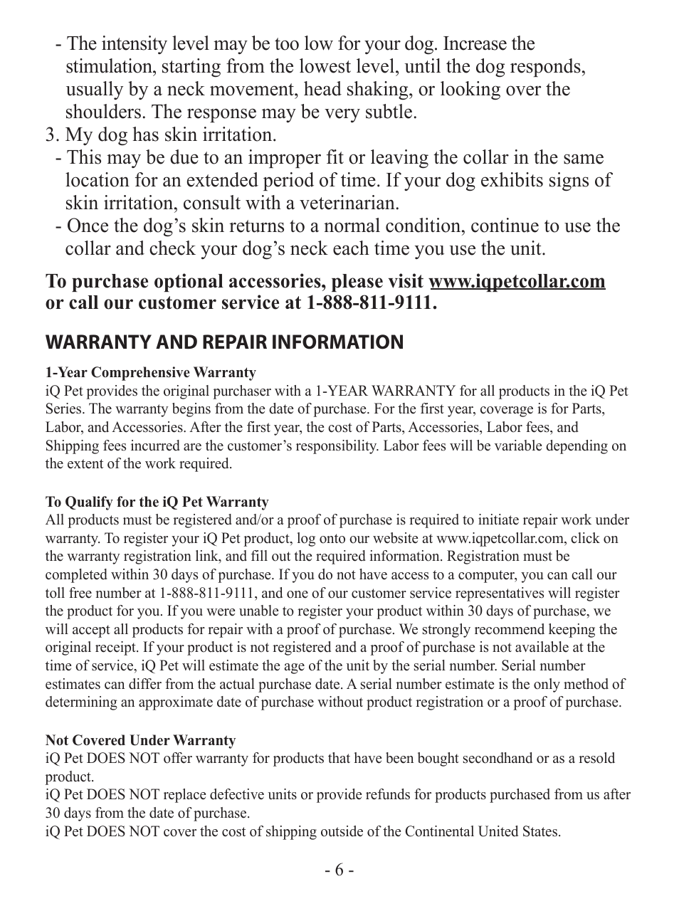 Dogtra iQ No Bark Collar User Manual | Page 7 / 8