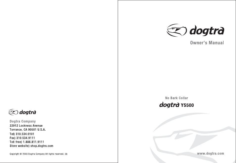 Dogtra YS500 User Manual | 8 pages