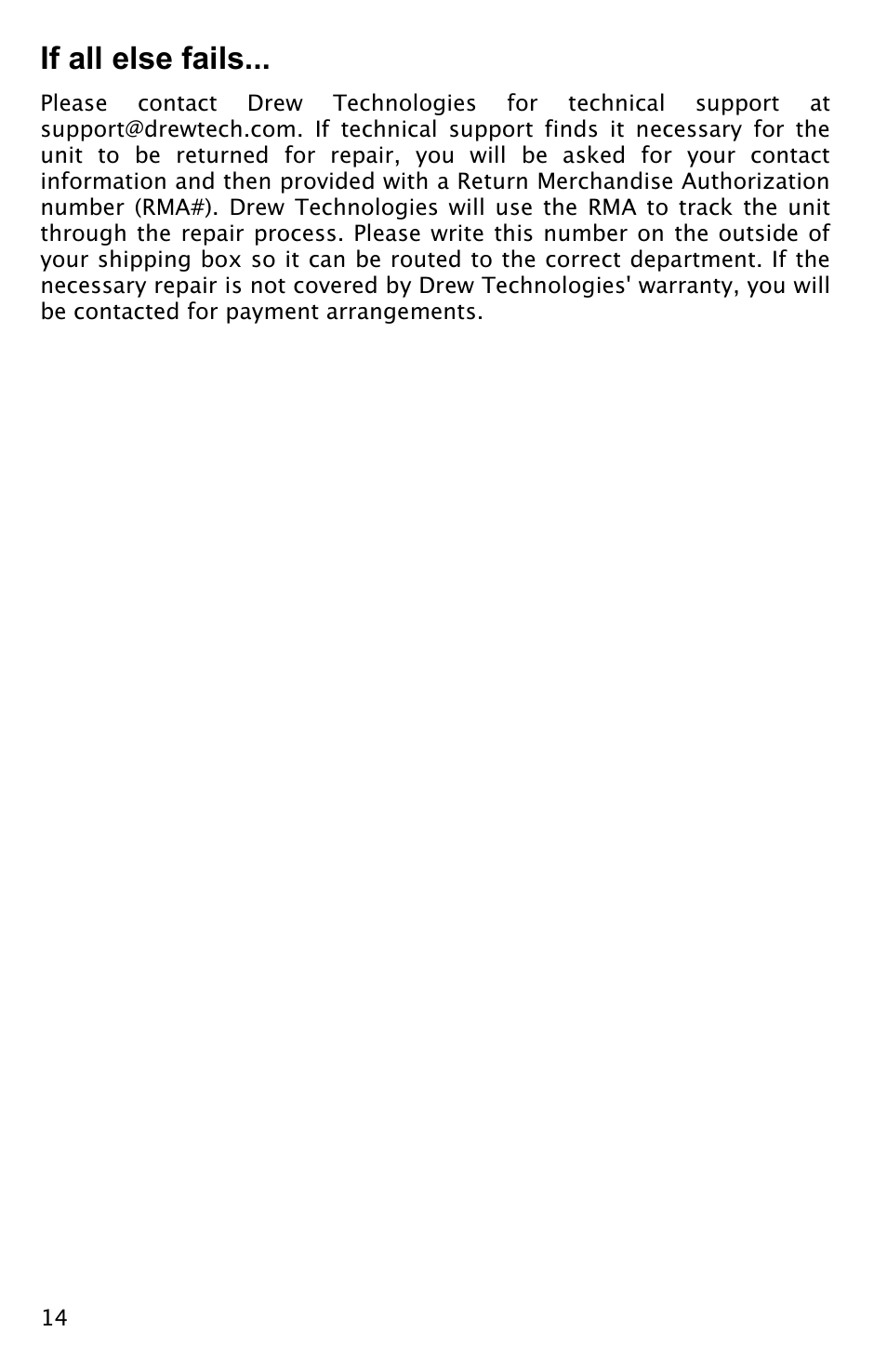 If all else fails | Drew Technologies CarDAQ-Plus User Manual | Page 14 / 16