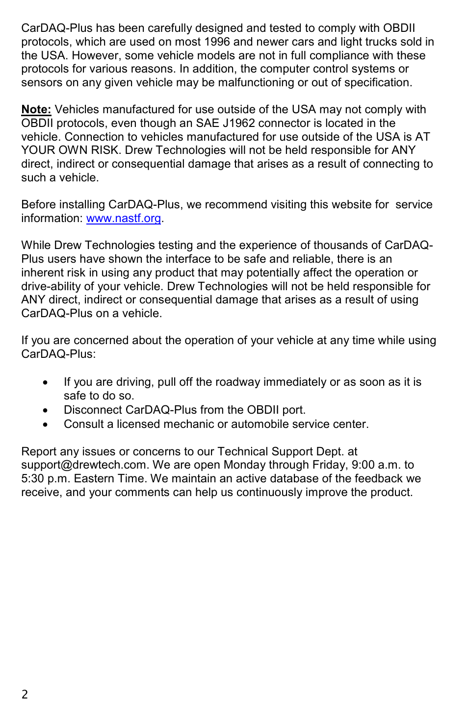 Drew Technologies CarDAQ-Plus User Manual | Page 2 / 16