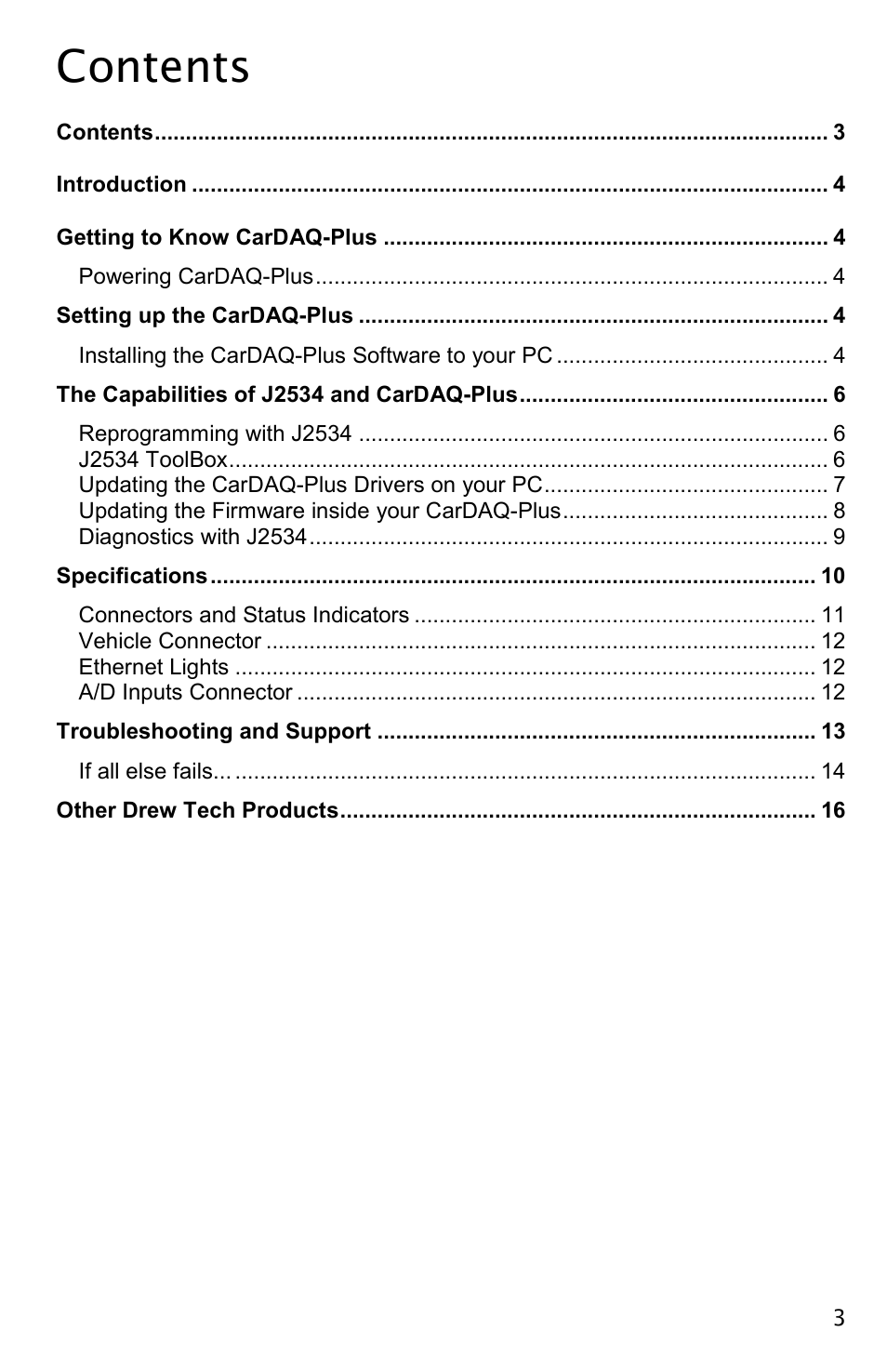 Drew Technologies CarDAQ-Plus User Manual | Page 3 / 16
