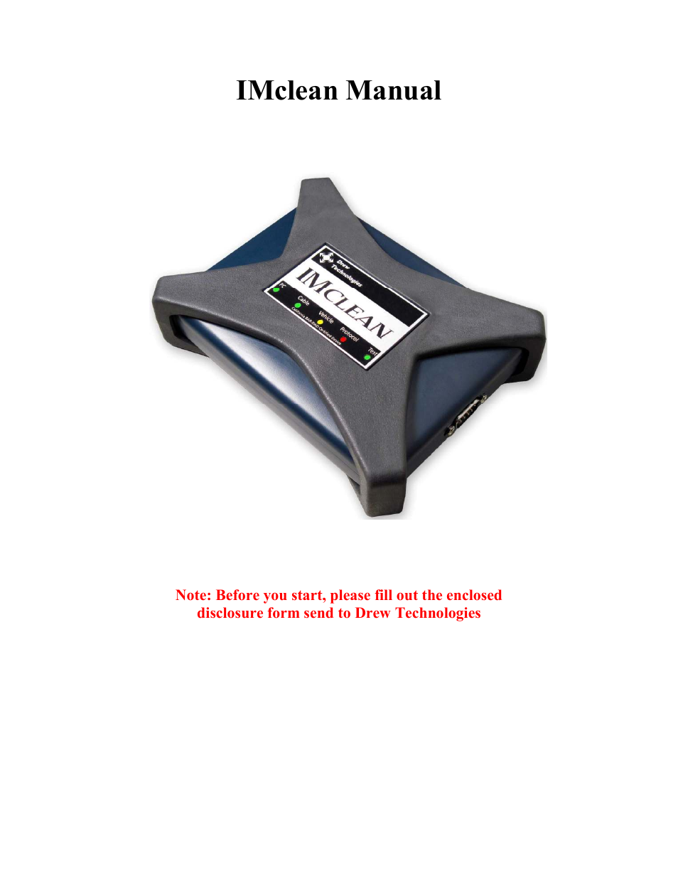 Drew Technologies IMclean? DAD User Manual | 16 pages