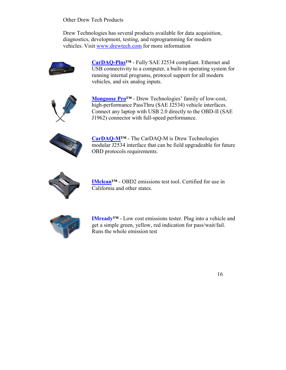 Drew Technologies IMclean? DAD User Manual | Page 16 / 16