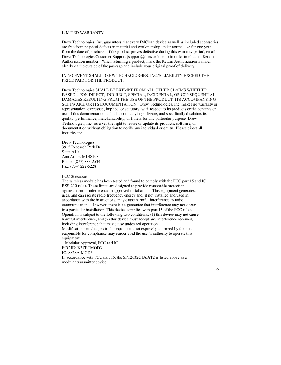 Drew Technologies IMclean? DAD User Manual | Page 2 / 16