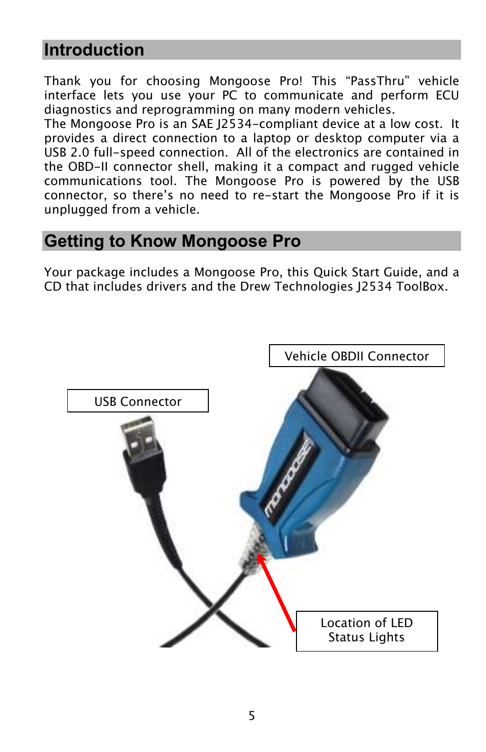 Introduction, Getting to know mongoose pro | Drew Technologies MongoosePr JLR User Manual | Page 5 / 16
