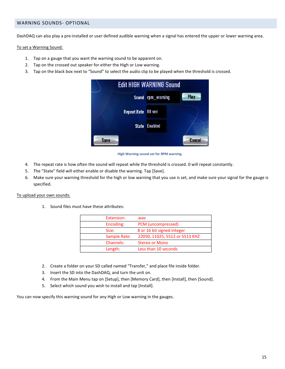 Drew Technologies DASHDAQ-XL User Manual | Page 15 / 47