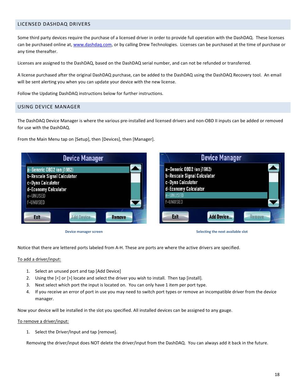 Drew Technologies DASHDAQ-XL User Manual | Page 18 / 47