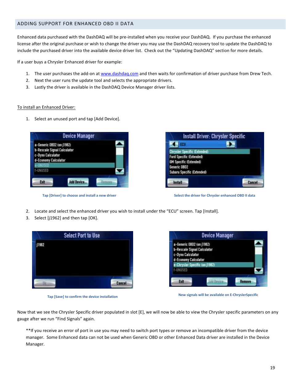 Drew Technologies DASHDAQ-XL User Manual | Page 19 / 47