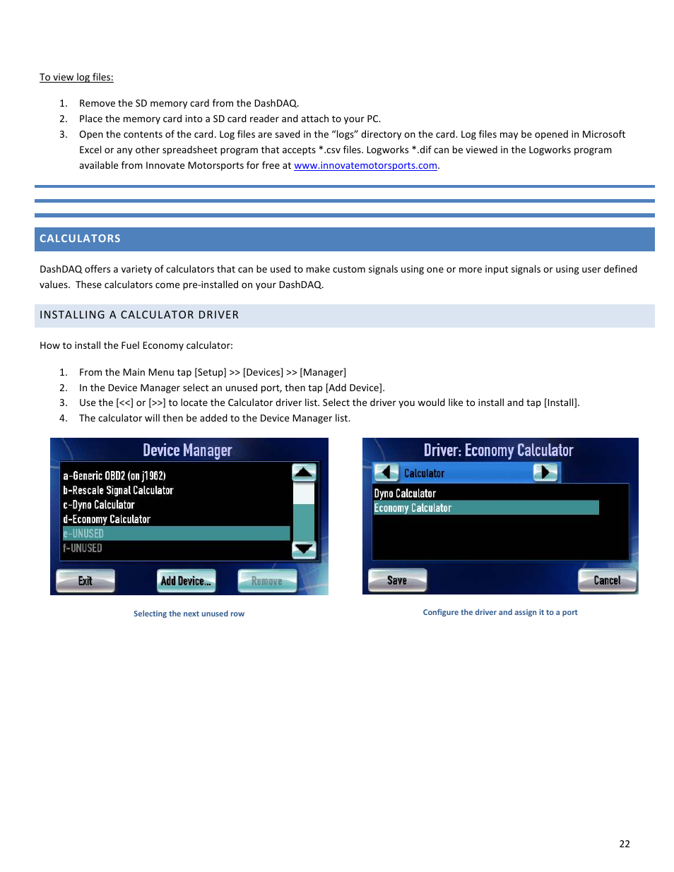 Drew Technologies DASHDAQ-XL User Manual | Page 22 / 47