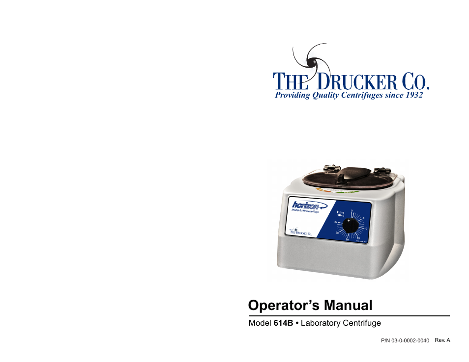 Drucker Diagnostics Model 614B Centrifuge User Manual | 6 pages