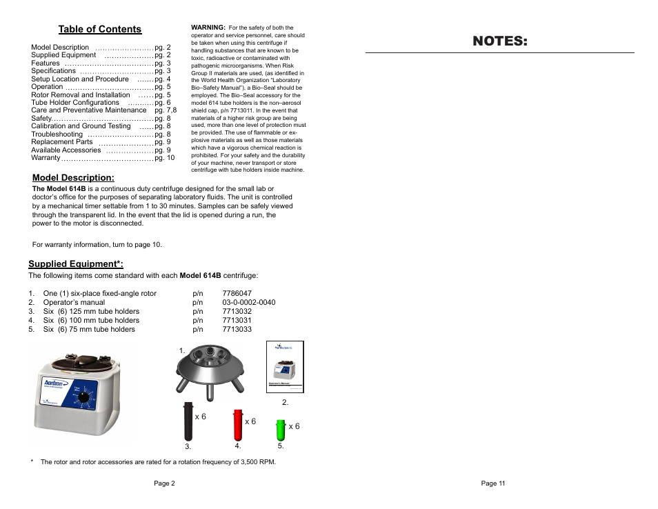 Drucker Diagnostics Model 614B Centrifuge User Manual | Page 2 / 6