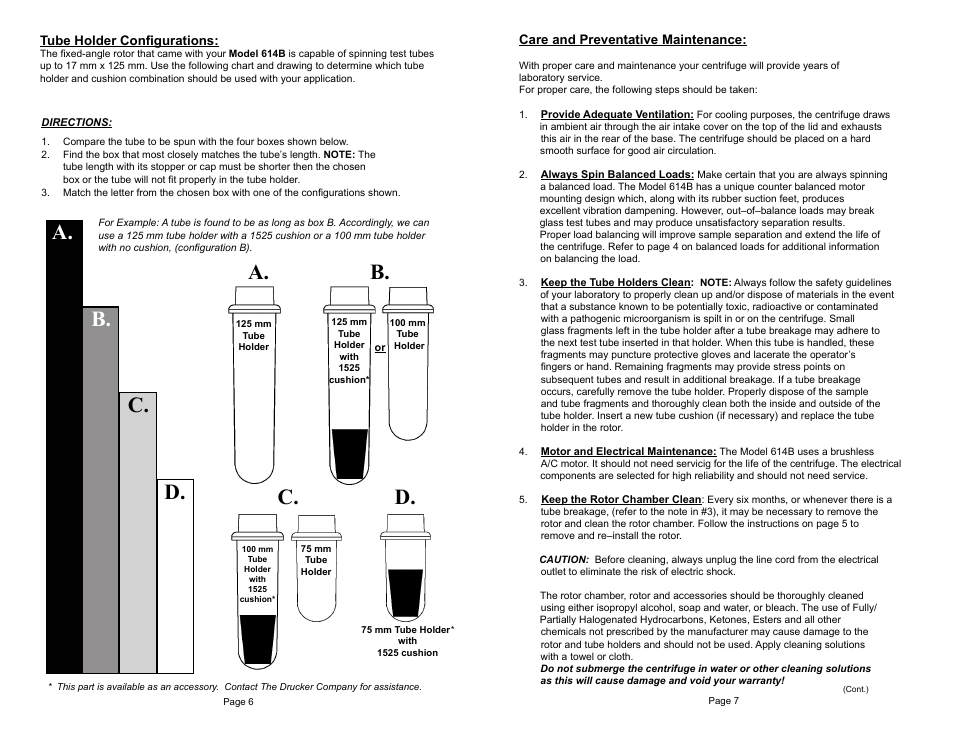 B. c. d. a. c | Drucker Diagnostics Model 614B Centrifuge User Manual | Page 6 / 6