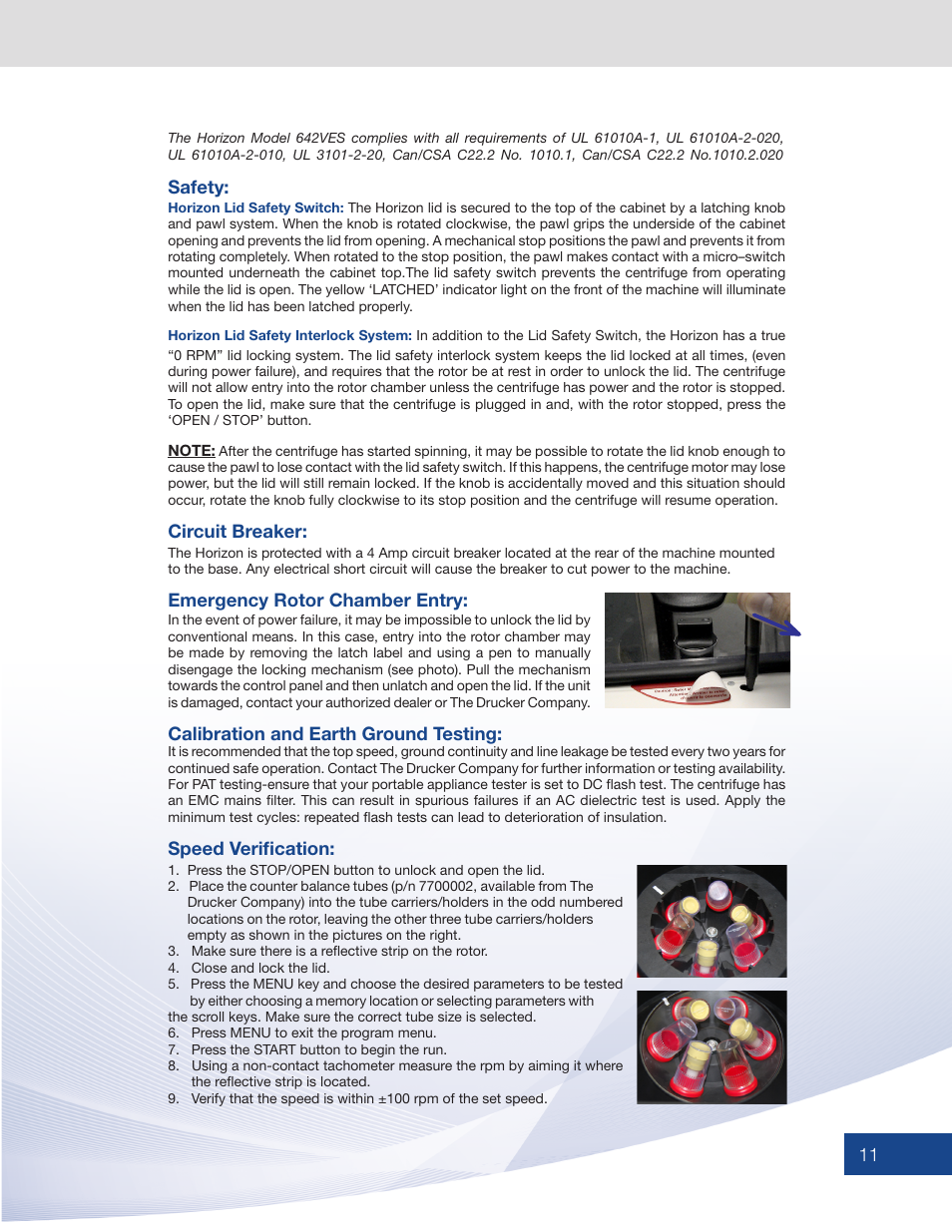 Drucker Diagnostics Model 642VES Centrifuge User Manual | Page 11 / 12