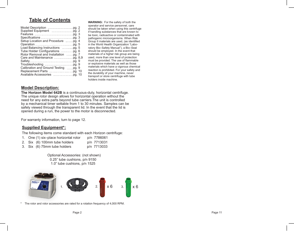 Drucker Diagnostics Model 642B Centrifuge User Manual | Page 2 / 6