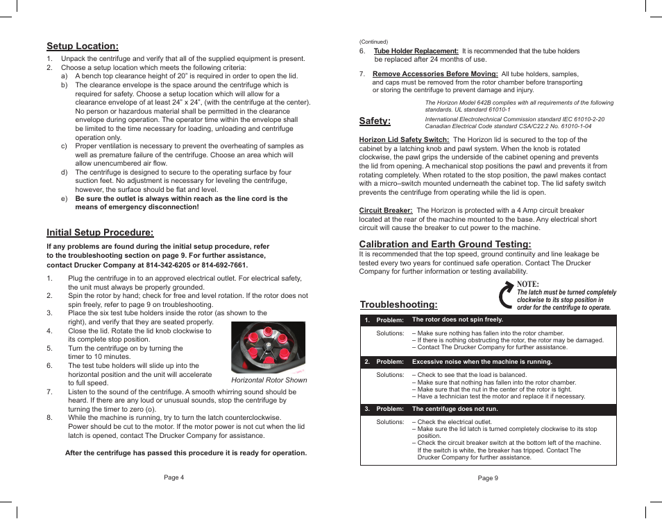Drucker Diagnostics Model 642B Centrifuge User Manual | Page 4 / 6