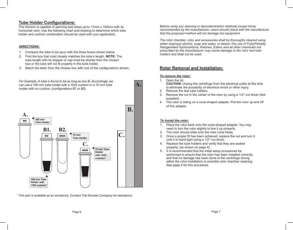 B. c, B1. b2 | Drucker Diagnostics Model 642B Centrifuge User Manual | Page 6 / 6