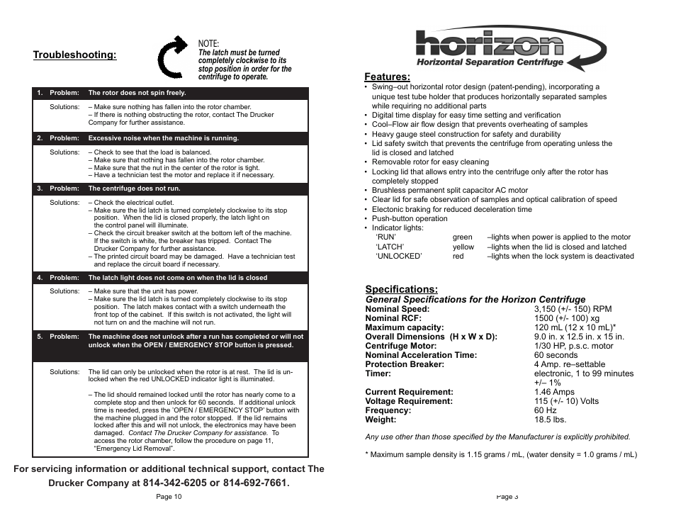 Drucker Diagnostics Model 653ES Centrifuge User Manual | Page 3 / 6